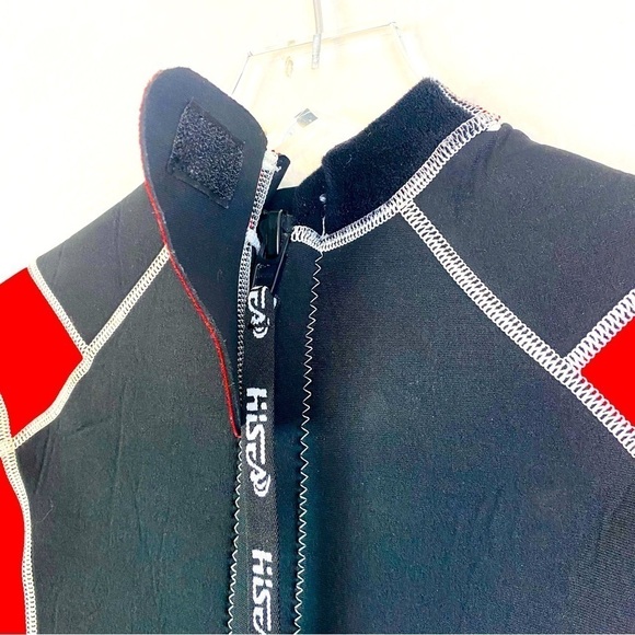 Hisea Black W/ Red Trim Scuba Donkey Neoprene Unisex Wetsuit Size 8 - Picture 4 of 5